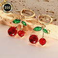 3pcs Stainless Steel Minimalist Sweet Cherry Pendant Necklace Earring Jewelry Set Elegant Women Party Banquet Daily Wear Fashion