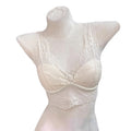 New White Lace Bras Deep V Neck Gathered Design Bra without steel ring No Steel Ring French Lace Lingerie for Everyday Wear