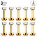 Jewelry Set Titanium Piercing 10pcs 20/18/16g G23 Titanium Piercing CZ Lip Labre Earrings Set Lip Stud Ring Tragus Free Spiral Cartilage Jewelry For Women