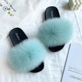 Fashion Lovely Real Fox Fur Slippers Women, Luxury Flat Sandals