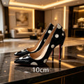 Black and White Polka Dot Pointed High Heels, Women's Patent Leather Fine Order Shoes, sexy French Style Commuting Women's Shoes
