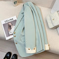 Single Breasted Notched Blazer Jackets Fashion Women Solid Long Sleeve Office Lady Blazers Casual Spring Autumn Female Clothes