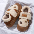 Cute Chunky Platform Lambswool Winter Slippers Women Hook Loop Non Slip Warm Cotton Shoes Comfotable Thick Sole Plush Slippers