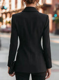 Women Blazer Jacket Women Formal Blazer Jacket Shawl Lapel Deep V Neck Shoulder Pad Long Sleeve Slim Office Business Coat