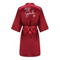 Party Wedding Bride Robe Wedding Party Team Bride Robe Kimono Satin Pajamas Bridesmaid Bathrobe With White Letters YE8171