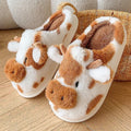 Winter Slippers Women Home Casual Fluffy Cute Cartoon Cow Designer Shoes Girl Flat Fuzzy Fur Slides Plush Platform Footwear Soft