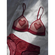 Women Hot Sale French Sexy Red Lingerie Set Wireless Front Buckle Embroidery Thin Triangle Cup Zodiac Year Bra and Panty 32-38AB