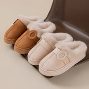 Women's Cotton Slippers 2026 New Winter Half Bag Heel with Plush Thick Sole for Indoor Home Warmth and Fashion Cotton Shoes