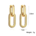 Gold Color Dangle Earrings with Shiny Zircon Decor Elegant Minimalist Double Loop Design Hoop Earrings Jewelry Gift for Women