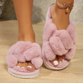Popular Cross Furry Slippers Female Fluffy Slides Autumn Winter Outdoor Fashion Sexy EVA Light Flip Flops Sweat Soft Flat Shoes