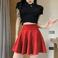 Comfortable Polyester Pleated Skirt Elastic Casual Mini Skirt Half Skirt Spring Summer