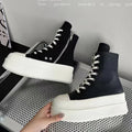 Women Platform Sneakers For Women PU&Canvas Unisex Lace Up Shoe Round Head Comfortable Brand New Classic Female Plus Size 35-42