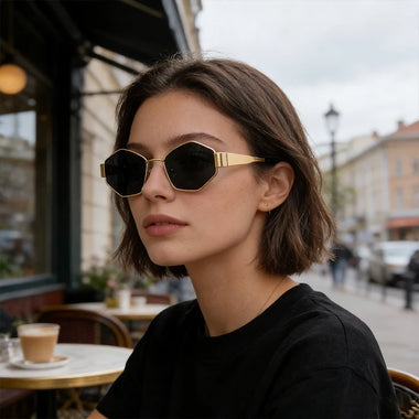 Women Sunglasses Glasses 1/2/5Pieces/Set Of Sunglasses Fashion Hexagon Sun Glasses Men Women Trendy Metal Accessory Eyewear Outdoor Cycling Eyeglasses