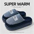 Winter Warm Slippers Women Men Thick Plush Platform EVA Shoes Silent Non-Slip Outdoor Indoor House Slides Cozy Bedroom Mules