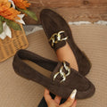 2026 Hot Sale Women Flat Shoes Outdoor Metal Decor Slip on Soft Sole Shallow Loafers .Comfortable Casual Walking Shoes for Women
