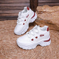 Women Sneakers Fashion Thick-sole Leather Casual Shoe Height-increasing Sport Shoe Laced Platform Vulcanize Shoes Tenis Feminino