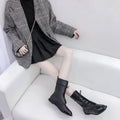 2026 New Women's Autumn Plus Size British Style Mid-Calf Pointed Toe Slim Fit Single Boots Outdoor Fashion Motorcycle Boots