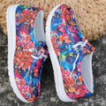 Women's Shoes, Casual Sports Shoes for Ladies, Fashionable Canvas Printed Low-Top Lace-Up, One-Step Lazy Shoes