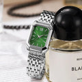Slim Strap Rhinestone Quartz Watch Leaf Design Square Dial Women Quartz Watch Small Dial Pull Adjustable Rhinestone Watch