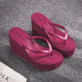 Women Slides Casual Concise EOFK New Women Flip Flops Wedges Comfort Summer Platform Slippers Outdoor Concise Beach High Heel 9cm Casual Slides