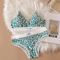 3/6pcsSeamless Bra Set, Low Rise Underwear, Leopard Print Bra, Sexy Lingerie Set, V-Neck Sports Bra, Women'S Cotton Lingerie Set