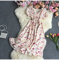 YuooMoo Women Dress 2025 New Fashion Vintage Floral Print Long Summer Dress Streetwear Lady Outfits Vacation Robes Femme