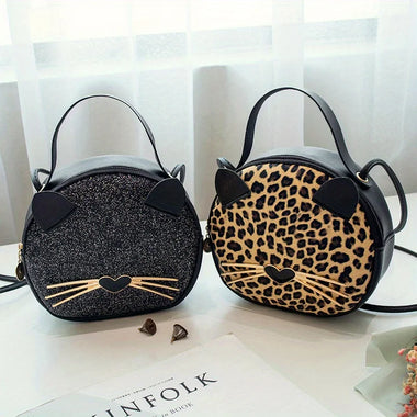 Chic Leopard Print Mini Crossbody Bag for Women Trendy, Faux Leather with Zip Closure Tote Bags for Women Handbag Purse Bolsos