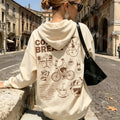 Printed patterned women's pullover sweater with hood and sweatshirt style Women Oversized Hoodie Coffee Fall/Winter collection