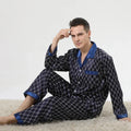 Silk Pajamas Satin Men Silk Satin Pajamas for Men Sleepwear Cozy Soft Print Long Sleeve Nightgown Tops + Trousers Two Pieces Mens Pajama Set