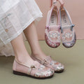 Women Slip On Floral Embroidered Mesh Flat Shoes Chinese Style Decorative Knot Breathable Lightweight Non-slip Mom Loafers