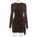 women's casual dresses Slim Fit Solid Color Elegant Clothes Ribbon Party Dress Long Sleeve Casual Hip Wrapping Short vestidos