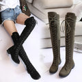 Sexy Lace Up Over The Knee Boots Women 2023 Autumn Winter Flat Heels Platform Gothic Shoes Female Long Thigh High Boots Fashion