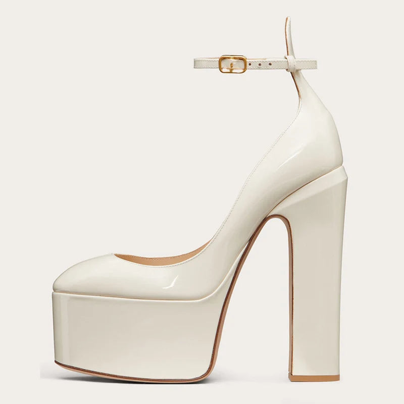 New Super High Heels Women Patent Leather Pumps Women Round Toe Platform Shoes Women Fashion Party sandalias de las mujeres