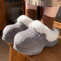 Chunky Bottom Furry Fur Home Slippers for Women Warm Plush Soft Sole Bedroom Slippers 2026 Winter No Slip Closed Toe Shoes Women