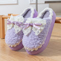 Bow 2026 New Cotton Slippers Women's Winter Indoor Home Soft Sole Non-Slip Warm Plush Thick-Soled Confinement Shoes