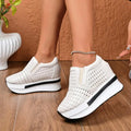 Chunky Platform Hidden Heel Loafers Women Autumn 2026 Breathable  Hollow Out Thick Bottom Sneakers Women Height Increase Shoes