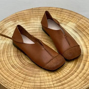 Women's Shoes  Vintage Round Toe Ballet Women's Flats Retro Soft Pu Leather Loafers Woman Casual Slip on Moccasion Shoes