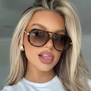 New Stylish Double Bridge Hollow Retro Aviator Sunglasses, High-end Light Luxury Sun Protection Large Frame Sunglasses 9096