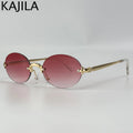 Women Sunglasses Y2K Punk Oval Metal Sunglasses Women 2026 Luxury Designer Vintage Steampunk Rimless Sun Glasses Classic Travelling Eyewear UV400