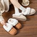 Fluffy Fur Thick Bottom Mules Slippers Women Winter 2026 Warm Short Plush Outdoor Slippers Brand Suede Cotton Shoes for Women