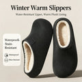 Winter Warm Fleece Slippers for Women Men Waterproof Outdoor Wear Thick Sole House Shoes Indoor Non-Slip Casual Clogs