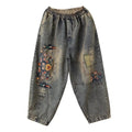 2026 Artistic Retro Embroidered Jeans Women's Wear Spring Autumn New Loose High Waist Elastic Denim pants Female Casual Trousers