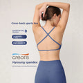 Ladies Cross Back Sports Bra U-Neck Creora Fabric High Stretch Yoga Bra for Pilates Running Training