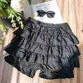 Women Skirts Tiered Ruffles Mini Skirt Cross Charms Built-in Shorts Kawaii Japanese Skort Gothic Punk Y2K Girl Harajuku 90s Sexy
