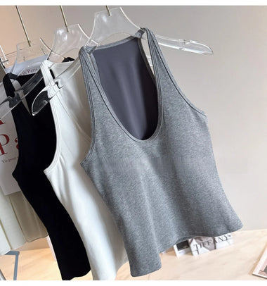 Women's Seamless Built-in Bra Yoga Top, Breathable Quick-Dry Sports Bra with U-Back Design for Running, Fitness, Outdoor Workout