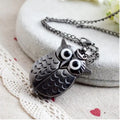 Fashion Men Women Alloy Retro Owl Shape Clock Pendant Long Necklace Chain Watches Birthday Gifts