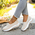 Women's Comfortable Knit Slip-On Shoes Breathable Ultra Lightweight Casual Loafers Soft Sole Non-slip Walking Sneakers for Work