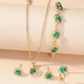 5Pcs Luxury Heart Shape Jewelry Sets Of Necklace Ring Earrings Bracelet For Women Bridal Wedding Accessories Anniversary Gifts