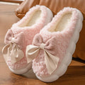 Bow Cotton Slippers Women's Winter Indoor Home Use 2024 Style Cotton Slippers Autumn/winter Thick Bottom Warm Postpartum Shoes