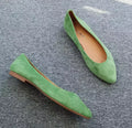 Women Military Green Flats Pointy Toe Nubuck Flock Flats Wide Fits 33 45 46 47 48 29cm Slip-On Luxury Desginer Ballet Shoes Grey